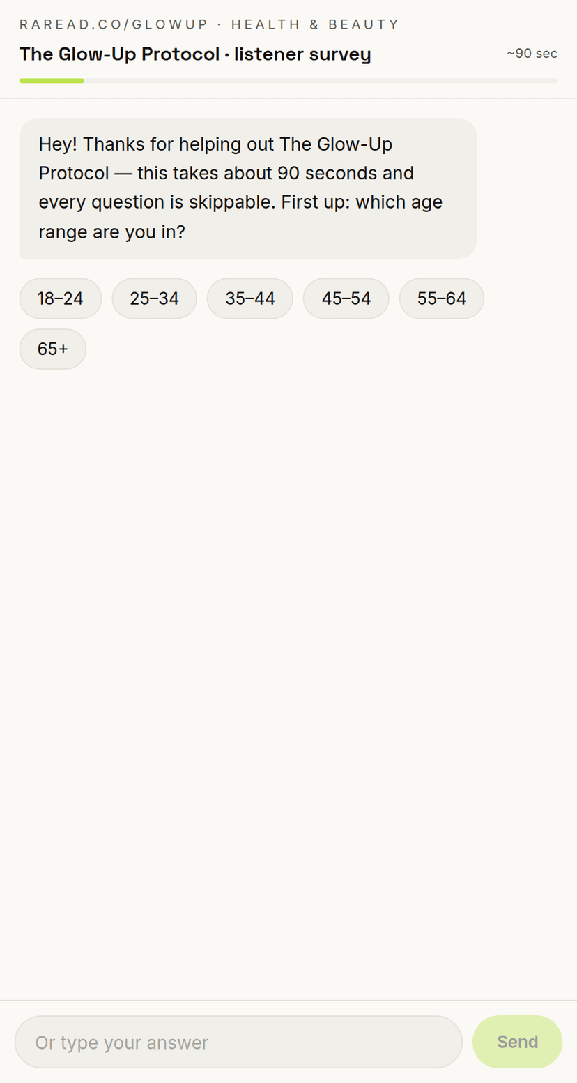 The 90-second listener chat survey on a phone